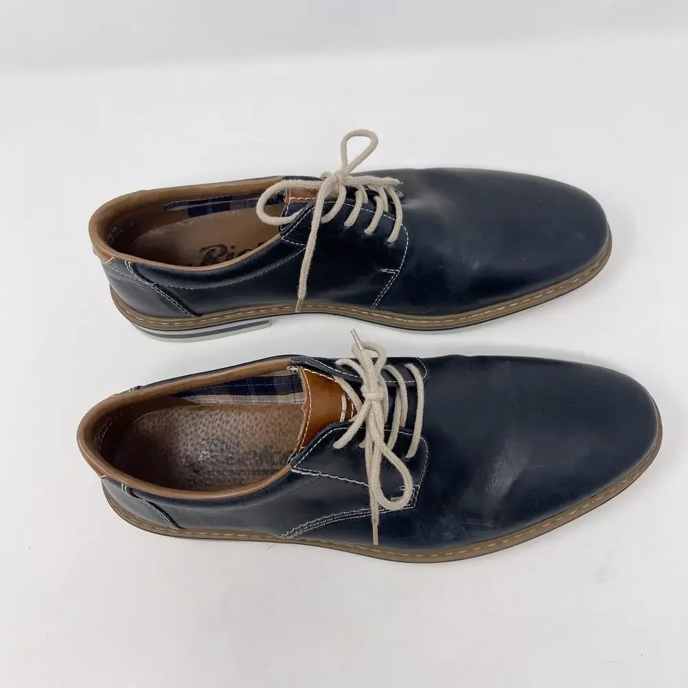 Rieker Mens 43 / US 9.5-10 Blue Dustin Derby Oxford Shoes Dress Leather Lace Up